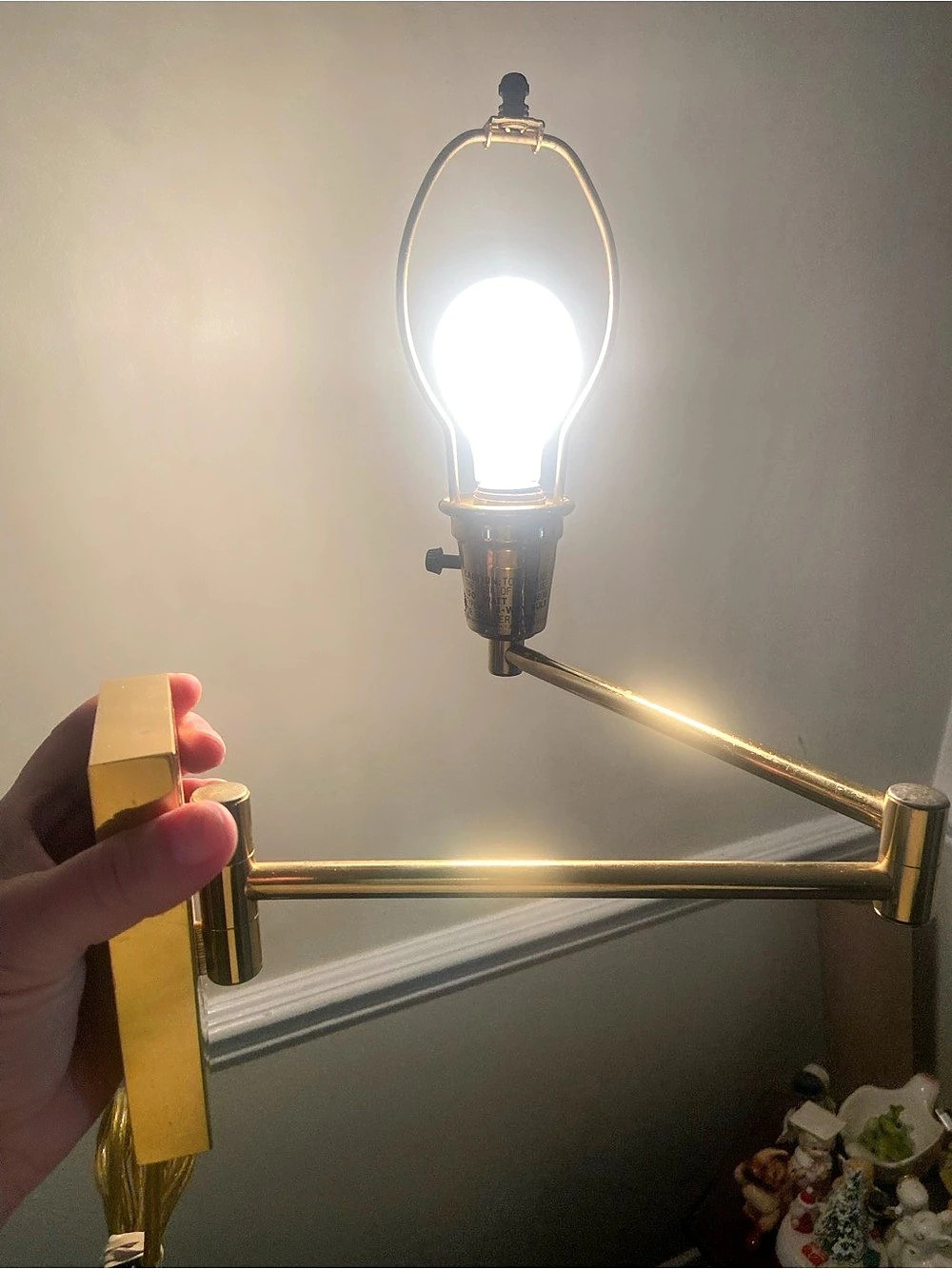 2 Vintage Polished Brass Swing Arm Wall sconces